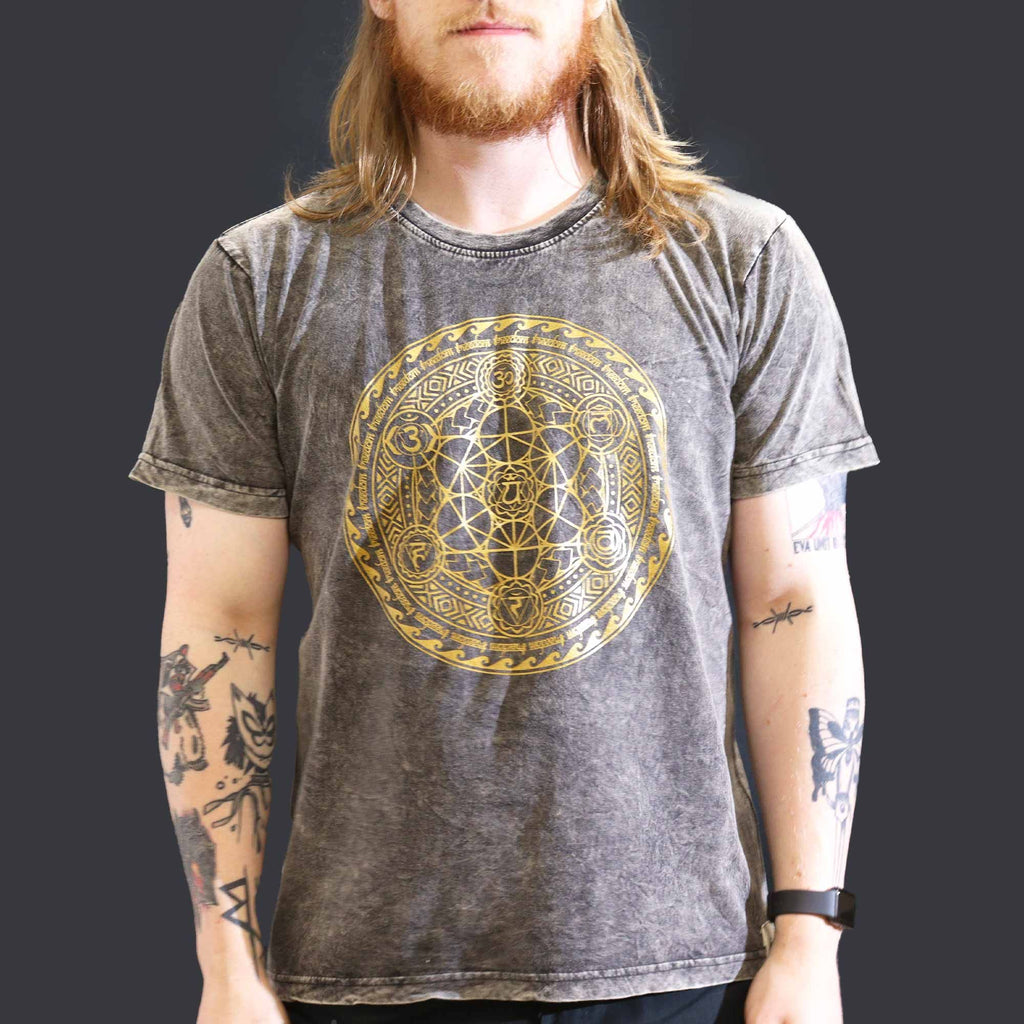 Nomad Sari Stonewashed T-Shirt - Chakra - Dark Grey - Large – view 2