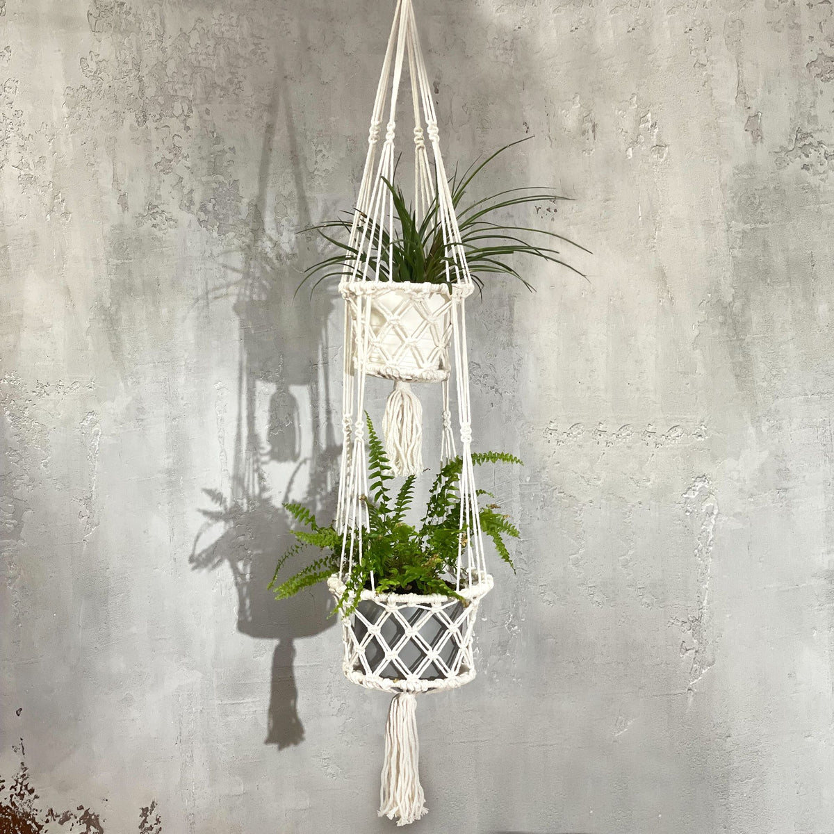 Double-Pot Macrame Plant Hanger, 100cm Long – view 7