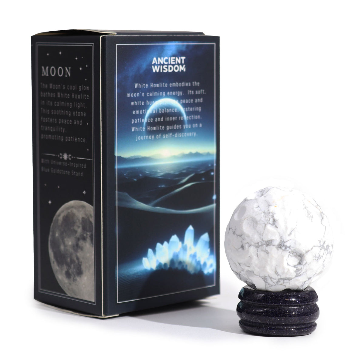 White Howlite Planet on Goldstone Stand - 40mm – view 8