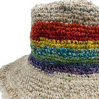 Hand-Knitted Hemp and Cotton Boho Festival Hat - Rainbow – view 2