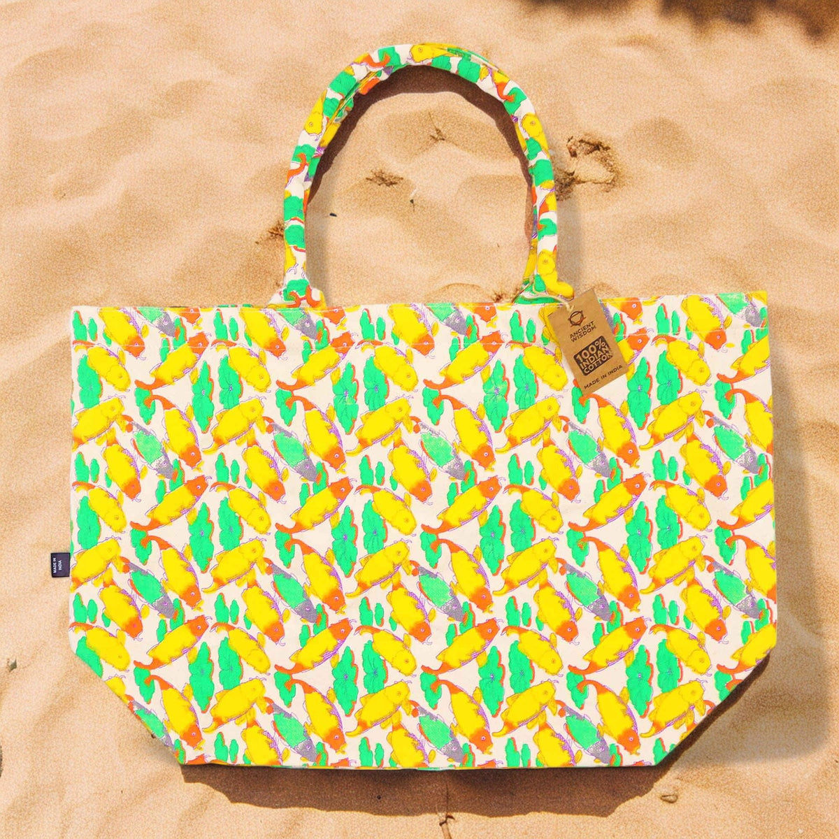 Big Bright Bag - Coy Carp Print, Yellow Green Orange – view 2