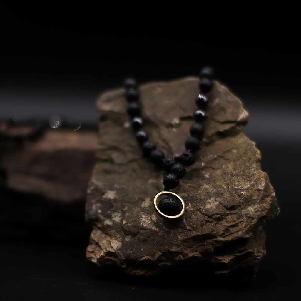 Black Lava Stone Necklace - Renewal & Rebirth – view 4