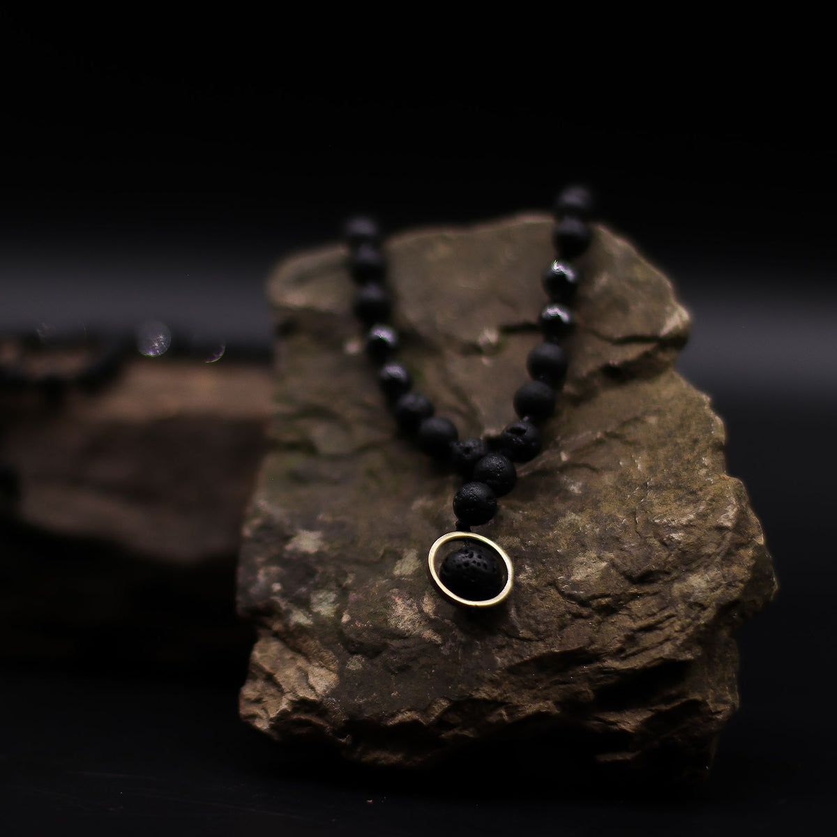 Black Lava Stone Necklace - Renewal & Rebirth – view 4
