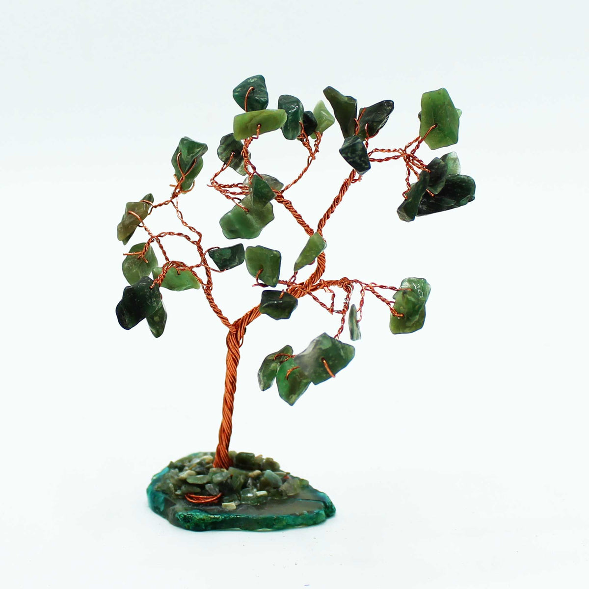 Green Aventurine Gemstone Tree on Green Agate Base - 35 stones