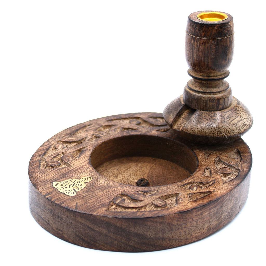 Small Mango Wood Backflow Burner - Brass Buddha – view 5
