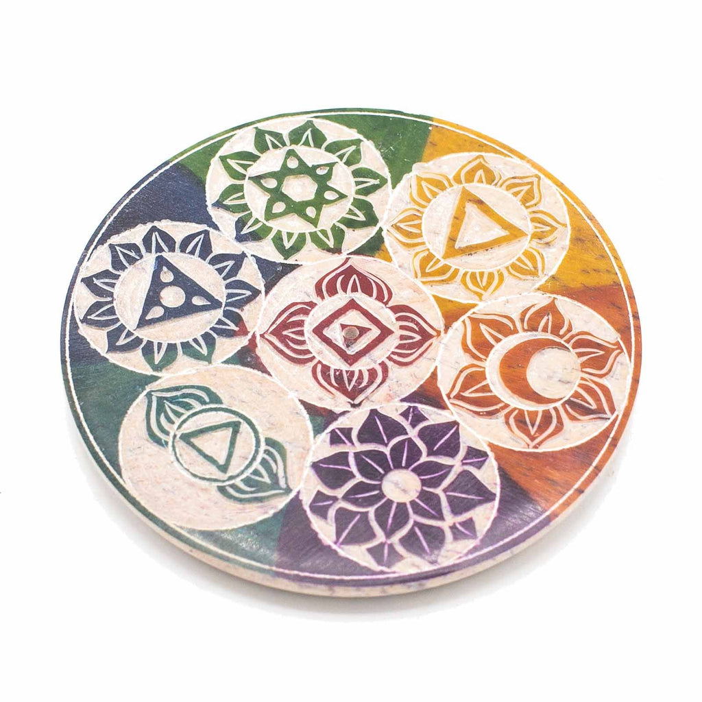 Soapstone Disc Incense Holder 10cm - Seven Chakra – view 6