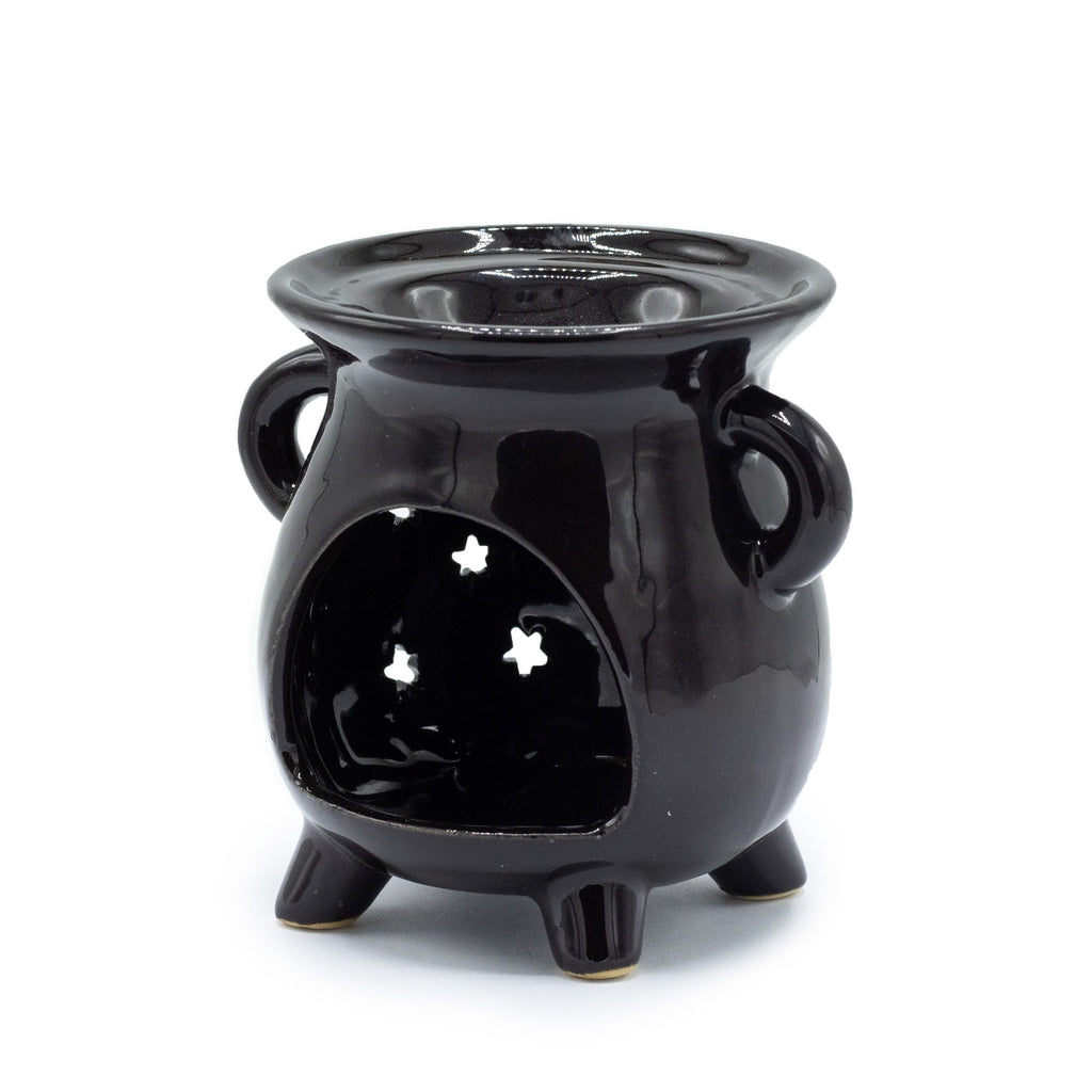 Ceramic Oil Burner - Moon & Stars Cutout - Black