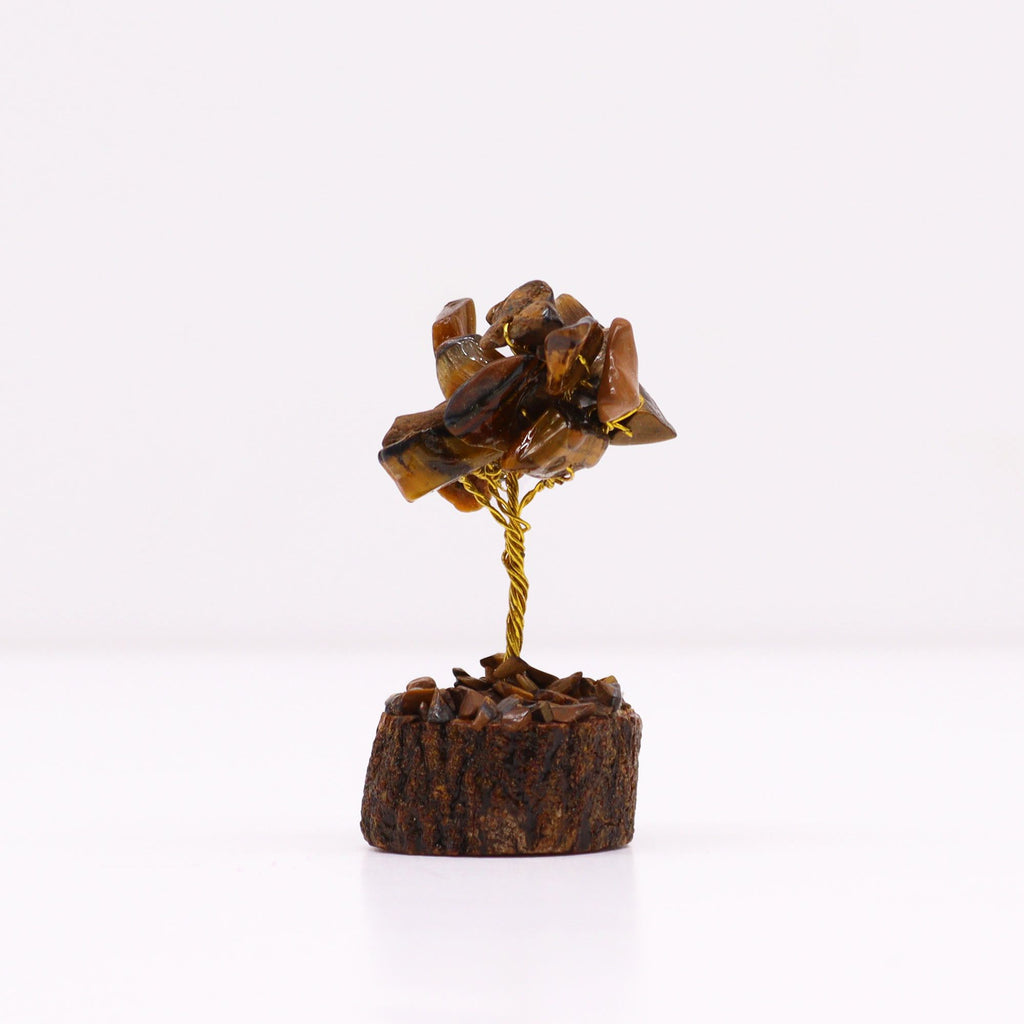 Tiger Eye Mini Gemstone Tree on Wood Base, 15 Stones – view 2