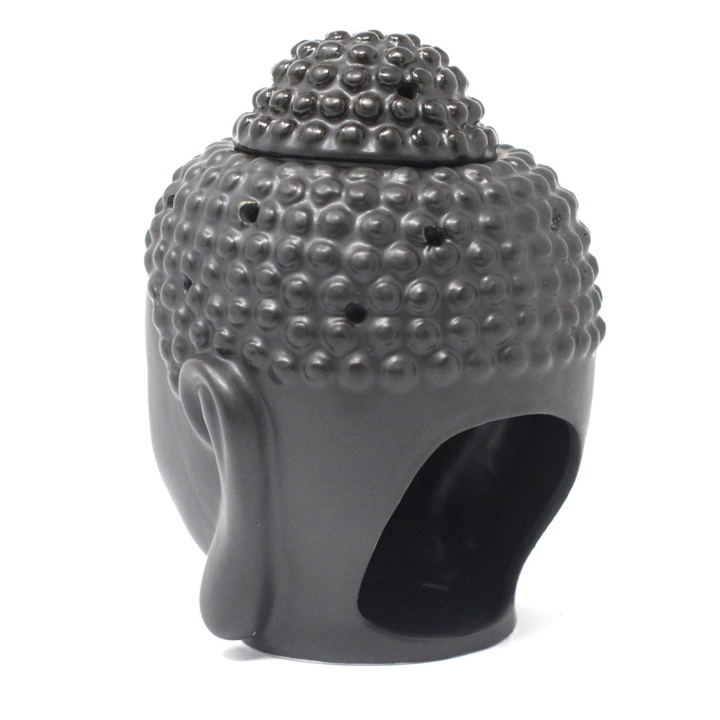 Buddha Head Ceramic Oil Burner - Black – view 2