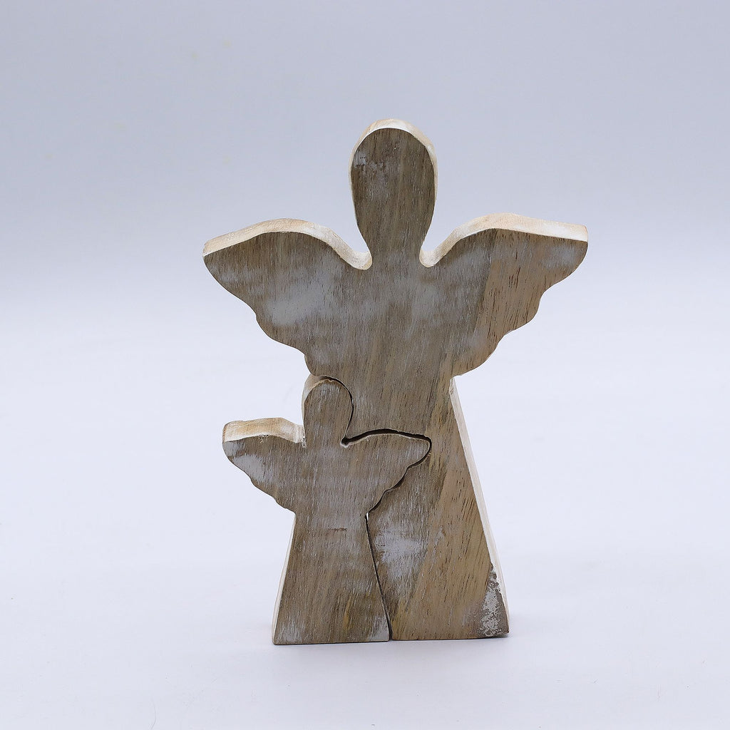 Mango Wood Angel in Angel - Whitewash, 15cm – view 4