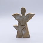 Mango Wood Angel in Angel - Whitewash, 15cm – view 4
