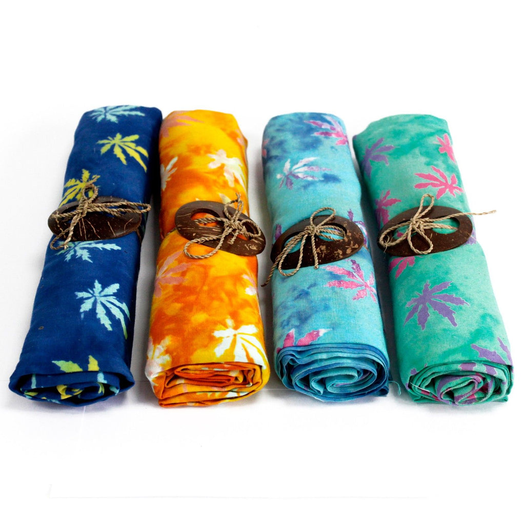 Bali Block Print Sarong - Tropical Leaves - 155x120cm – view 2