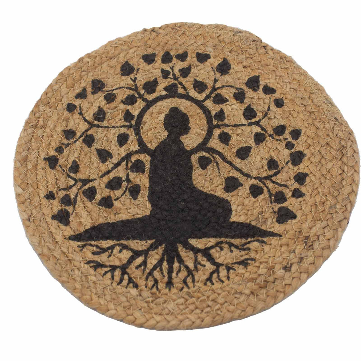 Jute Place Mat, Bodhi Tree Print, 30cm