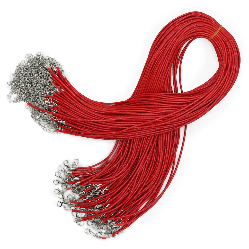 Waxed Cotton Pendant Cord 2mm x 55cm - Red