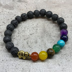 Lava Stone Bracelet with Elephant Charm and Chakra Beads – view 4