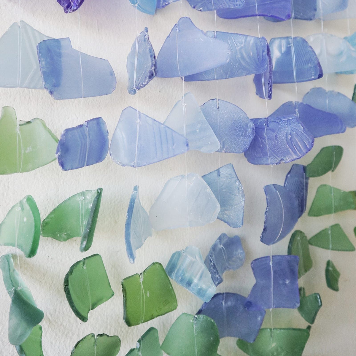 Recycled Glass Wind Chime - Three Sticks, Blue & Green – view 3