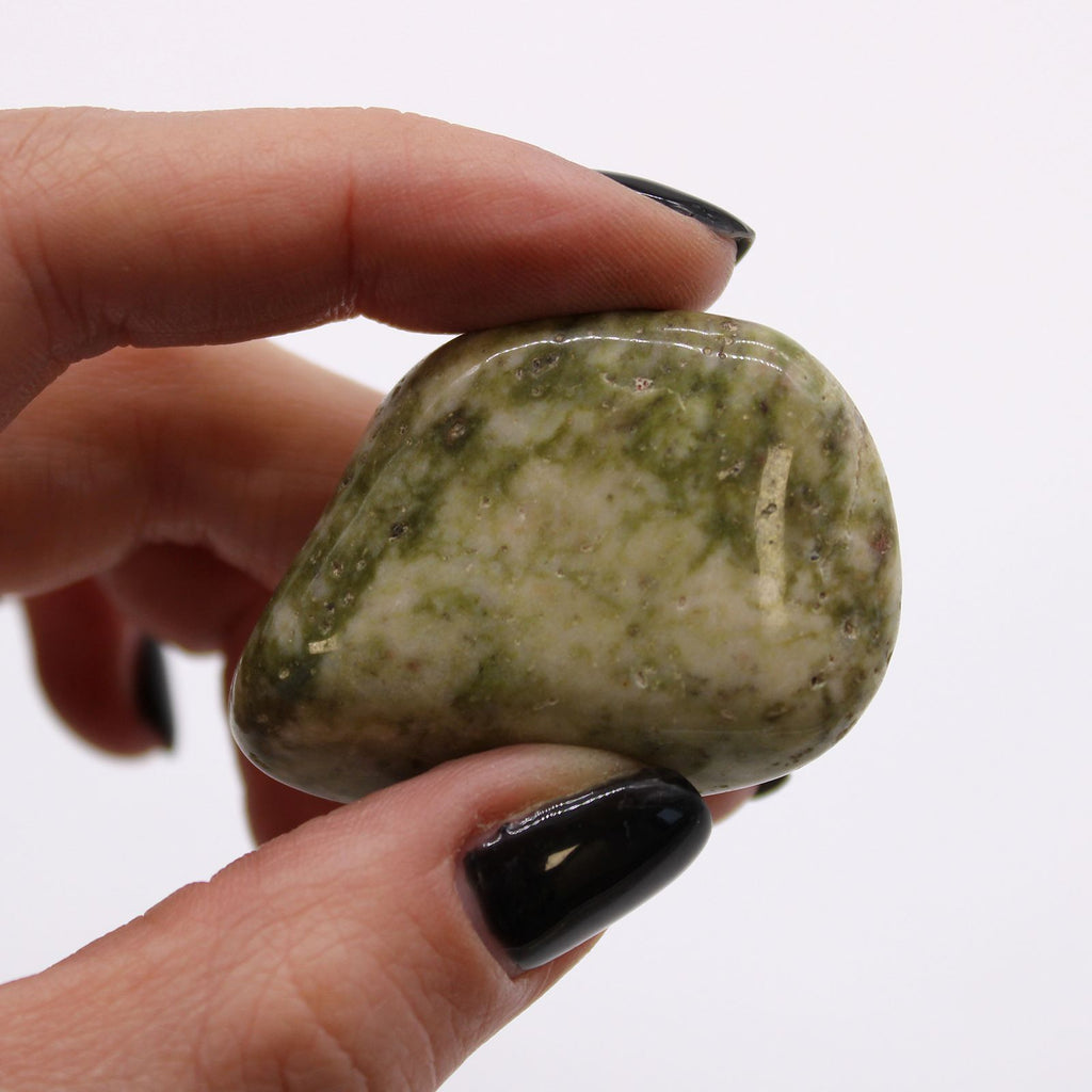 Bag of 6 Large African Tumble Stones - Snowflake Epidote – view 2