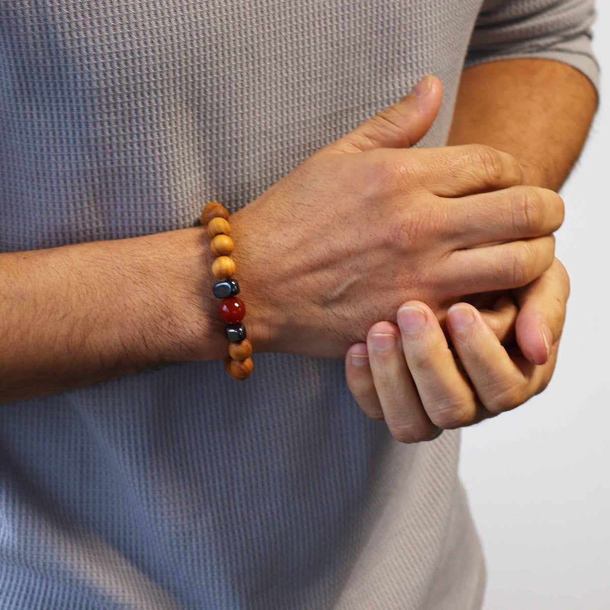 Cedarwood Root Chakra Bangle with Red Jasper – view 3
