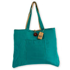 Reversible Jute and Cotton Big Bag in Teal – view 5