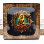 Mango Wood Enamelled Tray Set, Buddha Design, Large – view 3