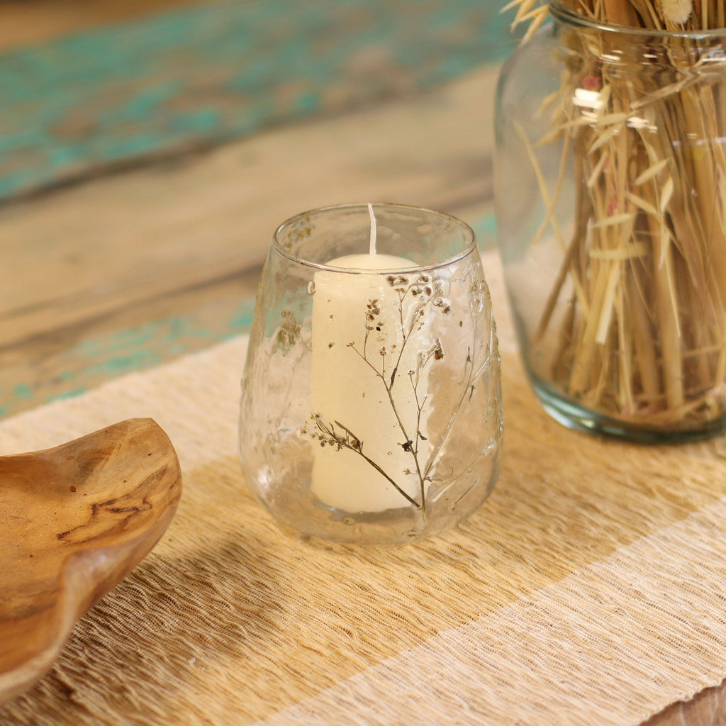 Margarita Glass Vase Candle Holder with Dried Flowers 12x11cm – view 8