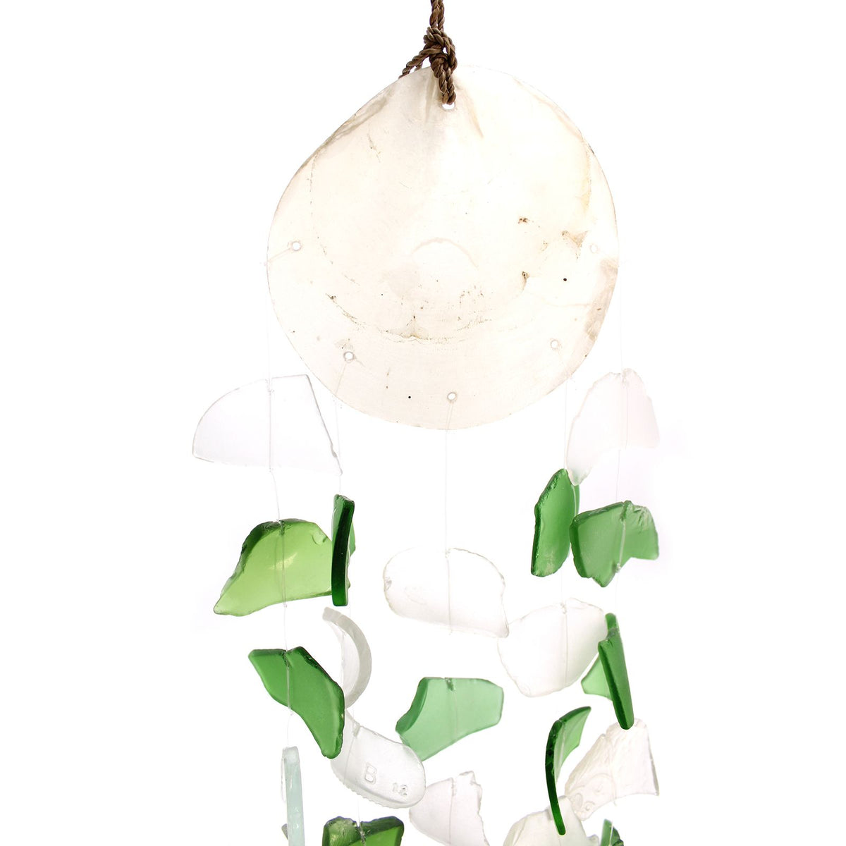 Recycled Glass Drop Wind Chime - Green & White – view 6