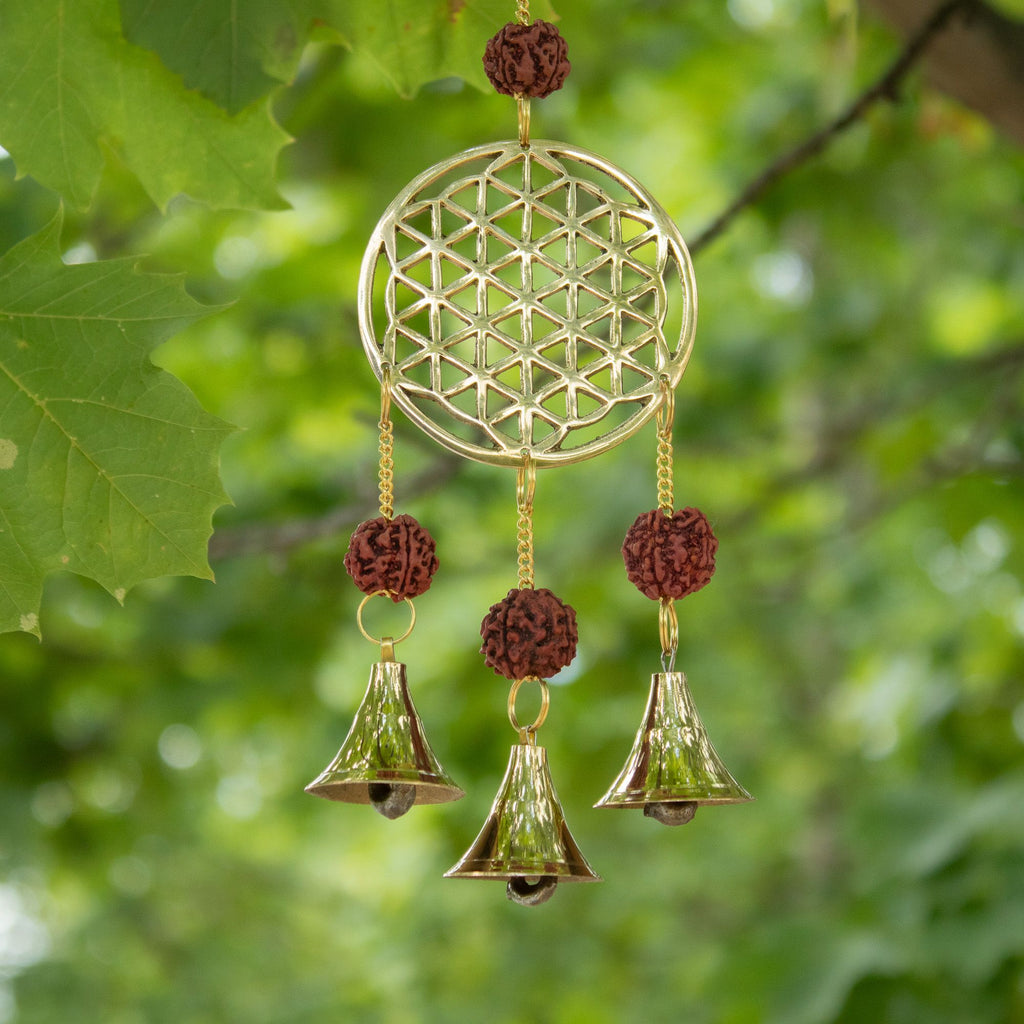Brass Flower of Life Wind Chime - 3 Bells, 6x27cm – view 4