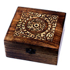 Carved Mango Wood Essential Oil Box - Square, Holds 25 Bottles – view 4