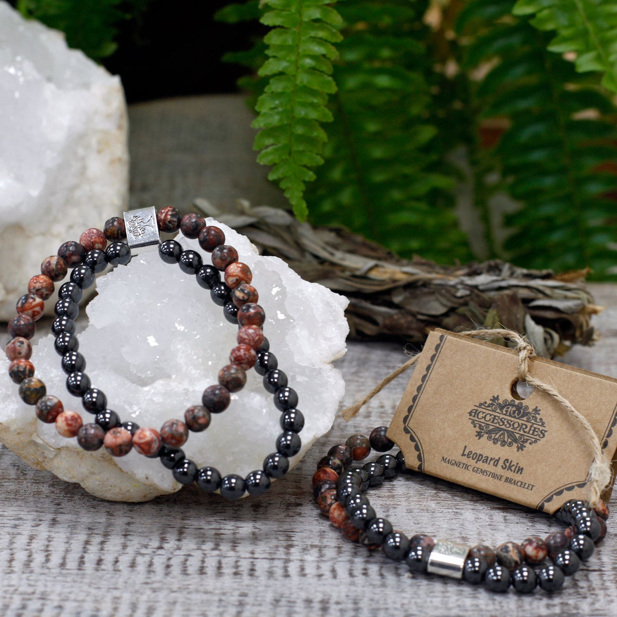 Magnetic Leopard Skin Jasper Gemstone Bracelet