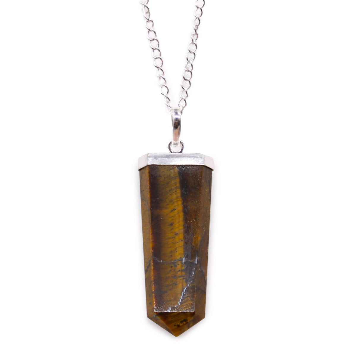 Tiger Eye Flat Pencil Pendant Necklace – view 3
