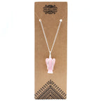 Rose Quartz Guardian Angel Gemstone Pendant Necklace