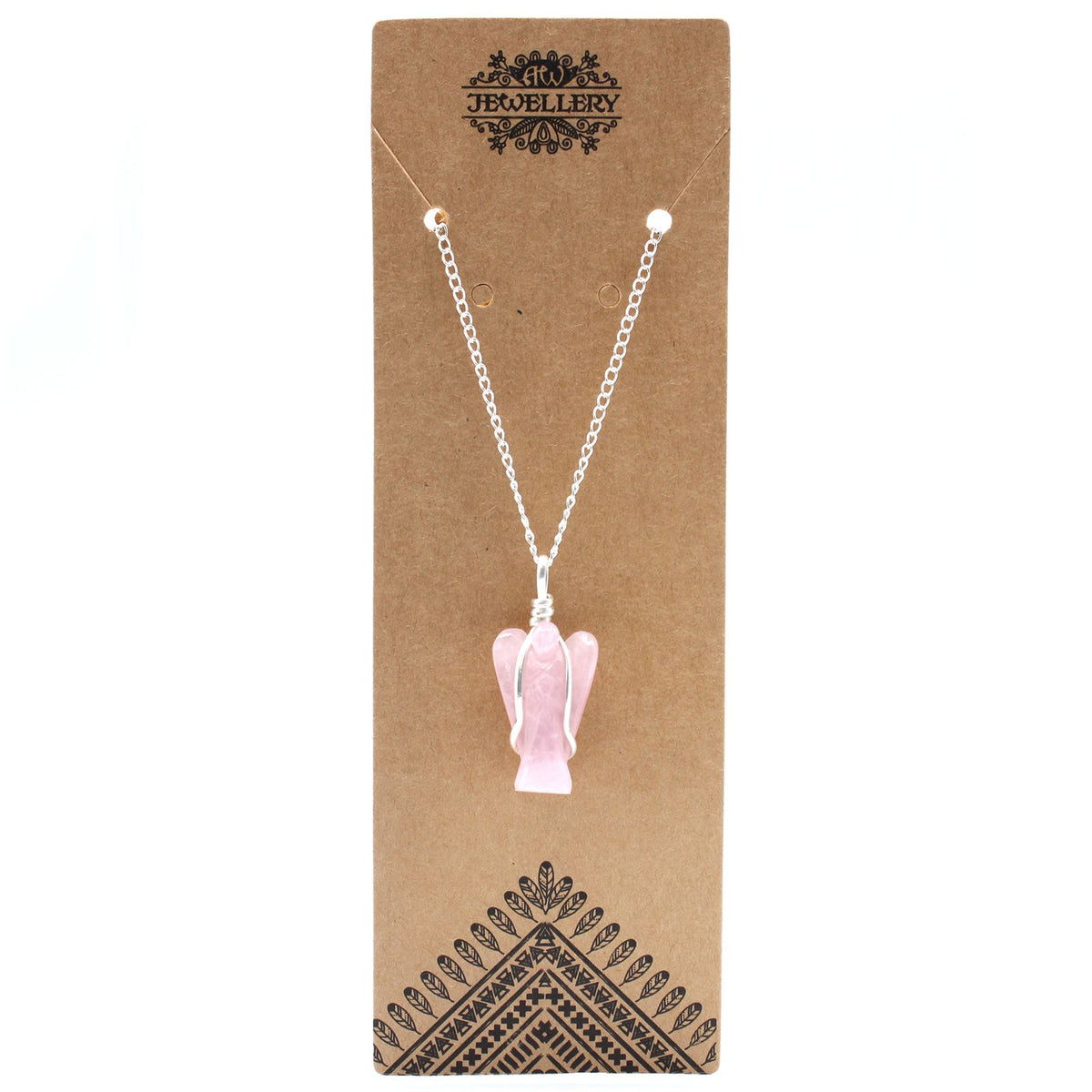 Rose Quartz Guardian Angel Gemstone Pendant Necklace
