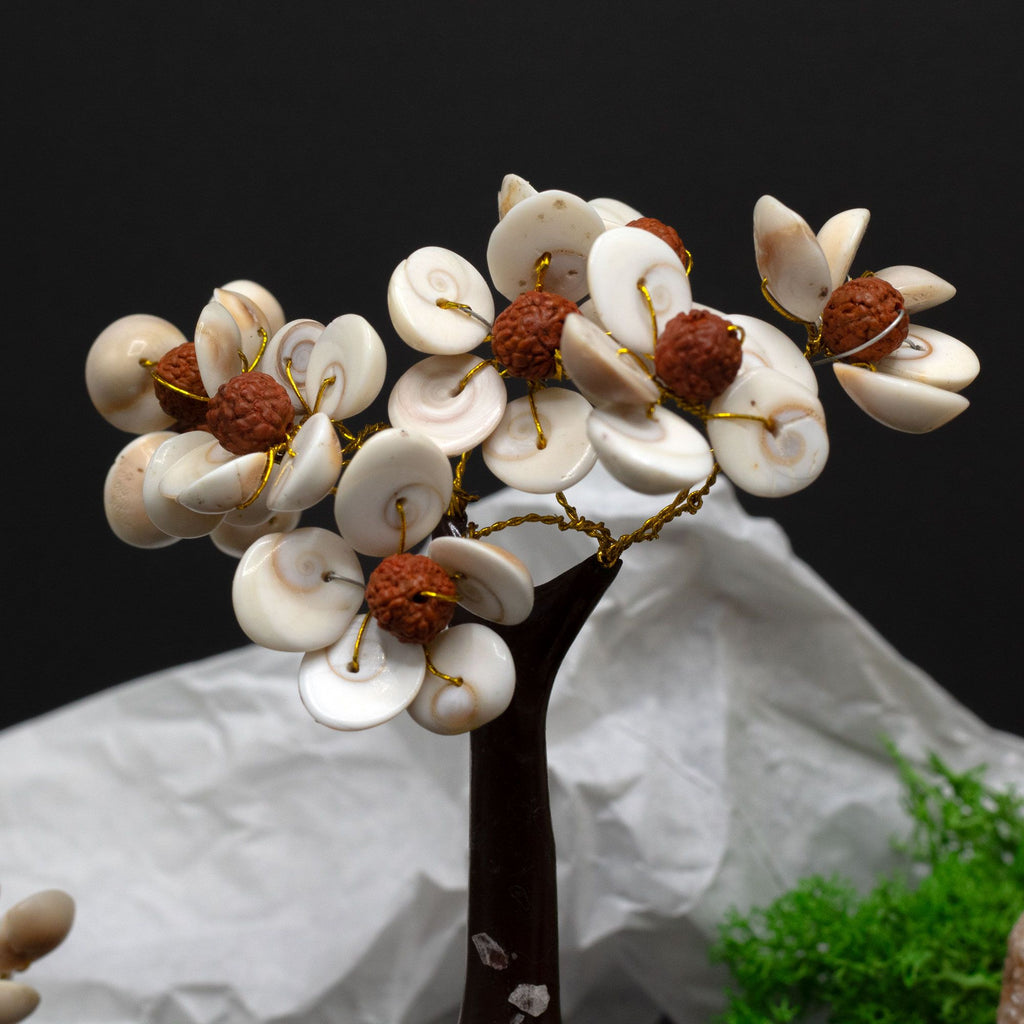 Medium Gomati Chakra Stone Tree with Rudraksha Beads – view 2