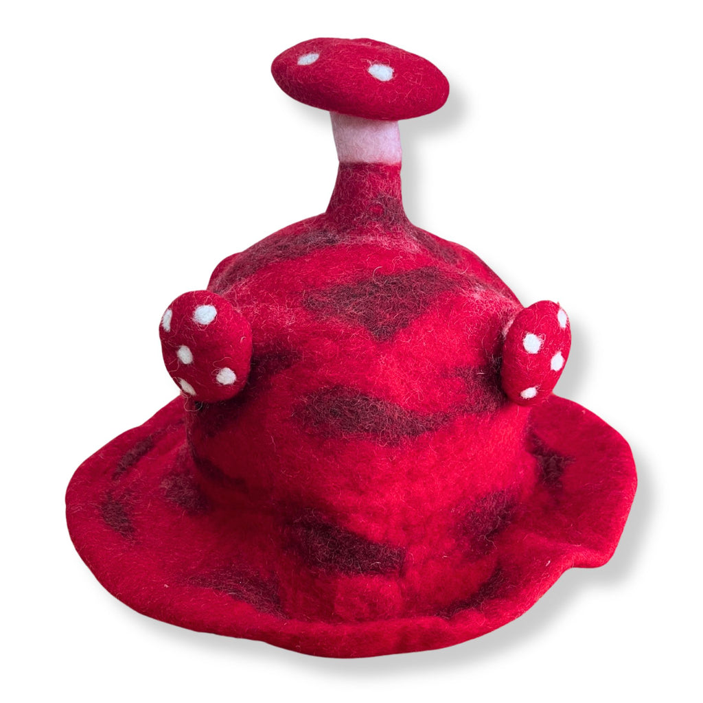 Felted Wool Mushroom Hat - Rush To The Head Red – view 2