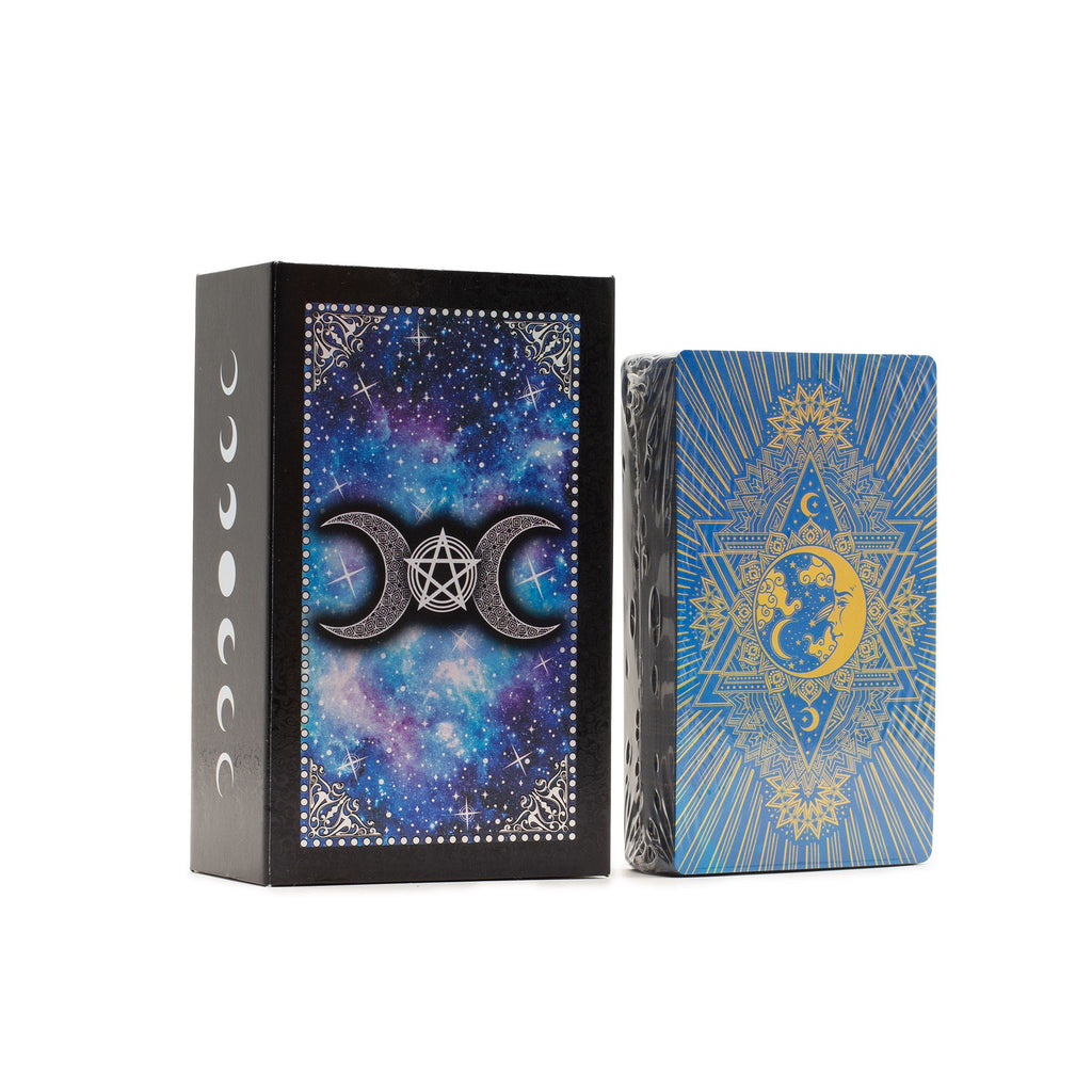 Moon Face Blue Foil Tarot Card Set with Booklet