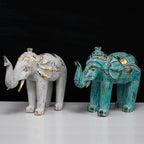 Carved Wood Elephant Statue, White and Gold – view 8