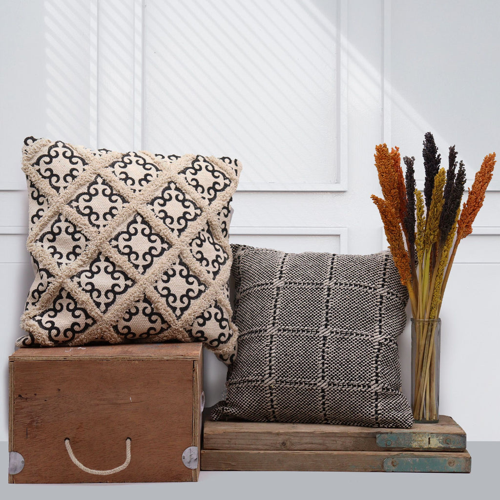 Fine Herringbone Cushion Cover, Grey, 40x40cm – view 6