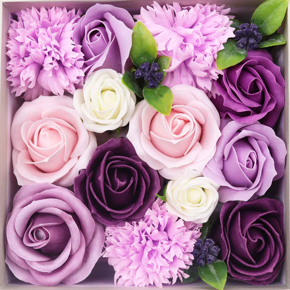Square Soap Flower Gift Box - Lavender Rose & Carnation – view 3