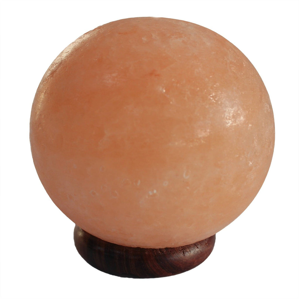 Himalayan Salt Lamp Ball on Large Wooden Base – view 2