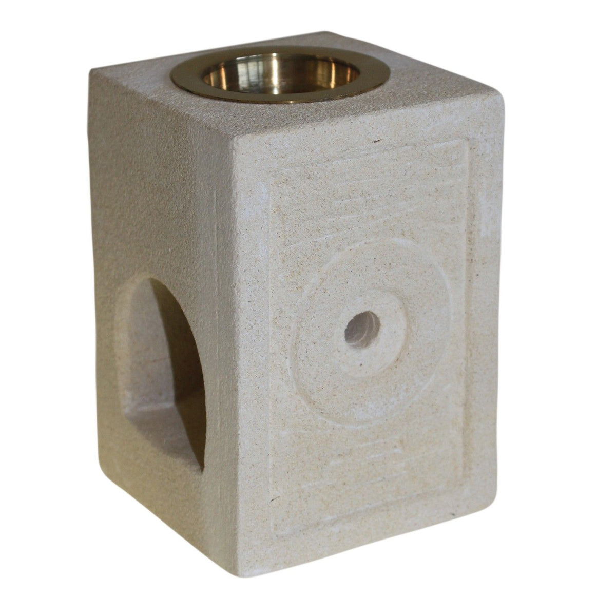 Carved Sandstone Oil Burner - Square Moorish Style