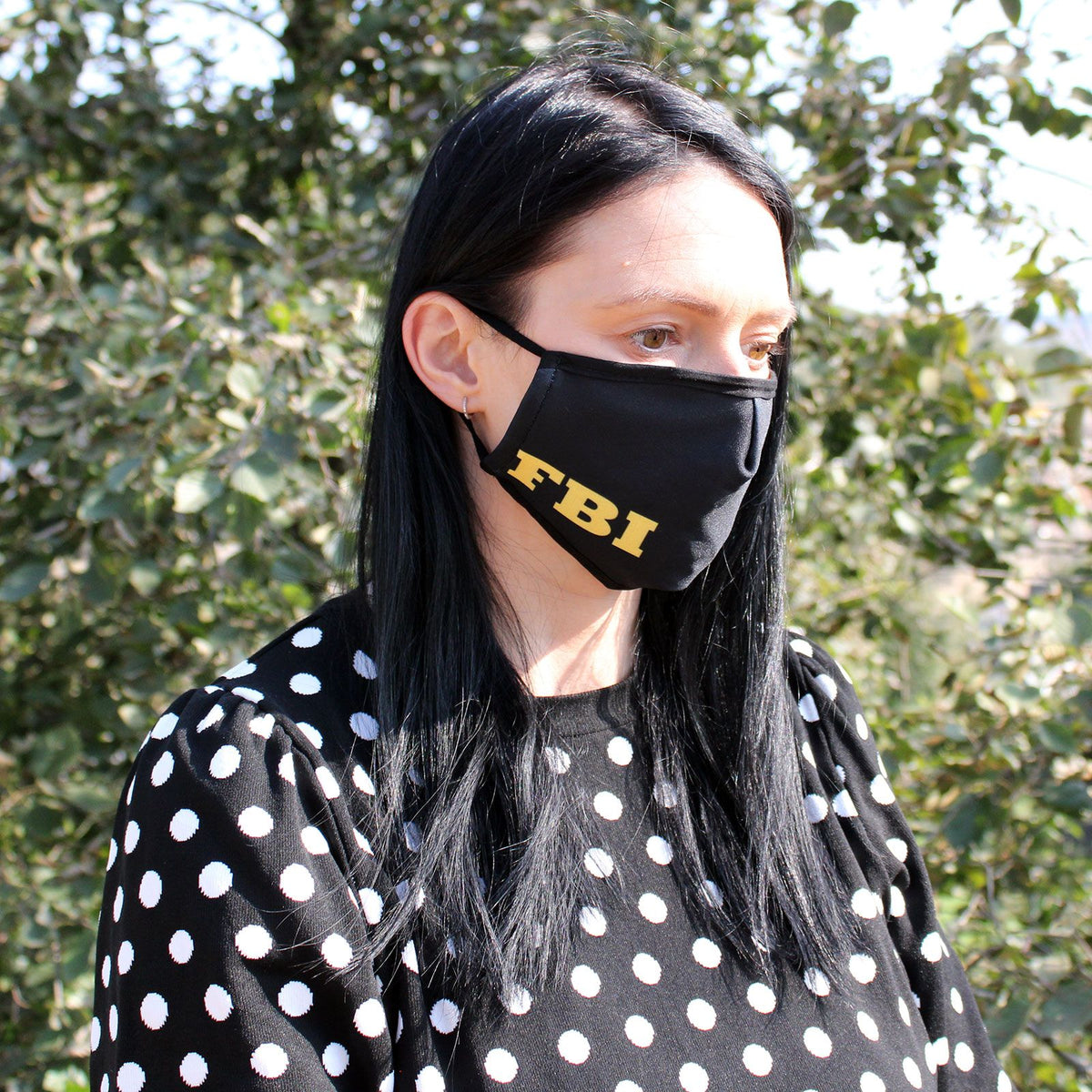 Reusable Fashion Face Covering - FBI Print Design – view 2