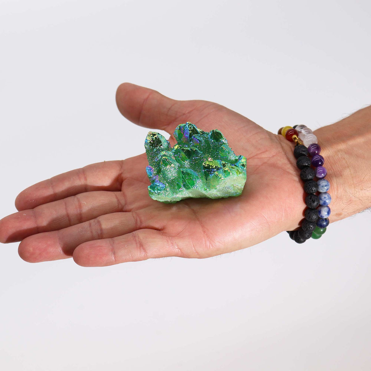 Medium Aura Green Flame Quartz Cluster, approx 5.5cm