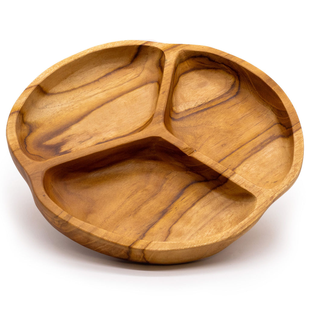 Smooth Teak Fruit Bowl, Three Sections 30x7cm – view 2