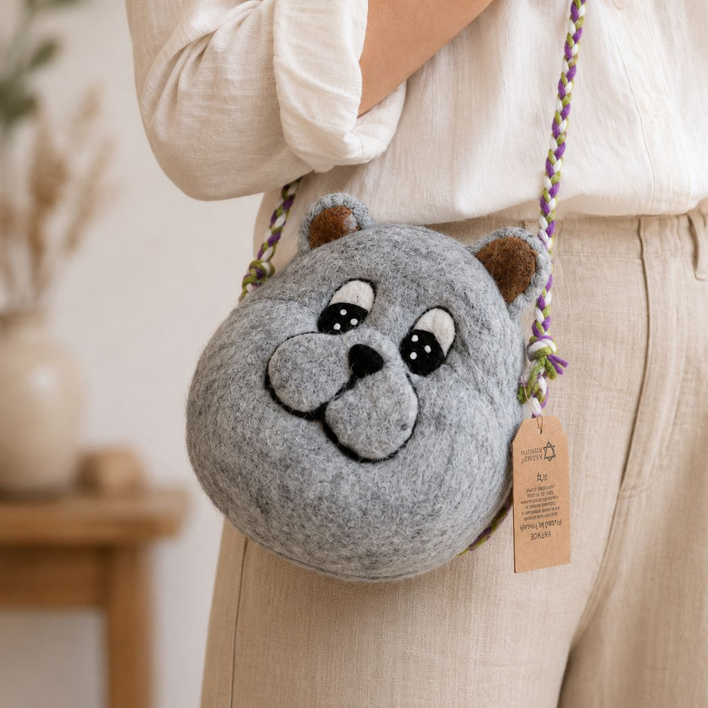 Felted Bear Bag with Braided Strap – view 5