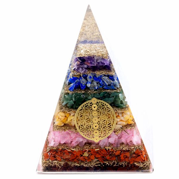 Orgonite Pyramid - Seven Chakra Flower of Life - 70mm – view 3