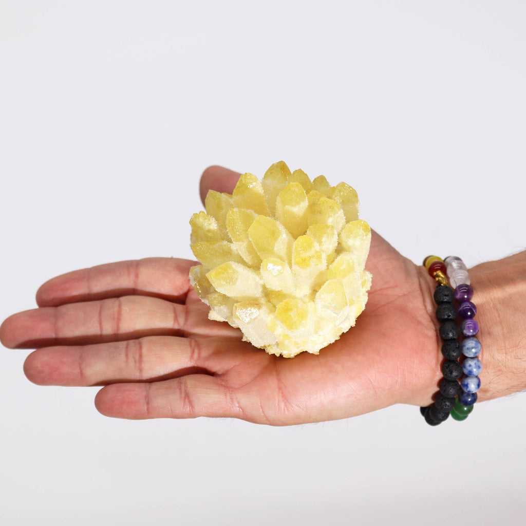 Yellow Ghost Quartz Crafted Cluster, approx 7cm