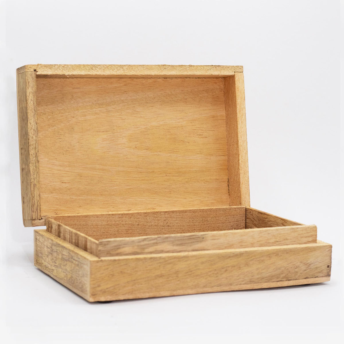 Mango Wood Rectangular Box, Buddha Face Whitewash – view 2