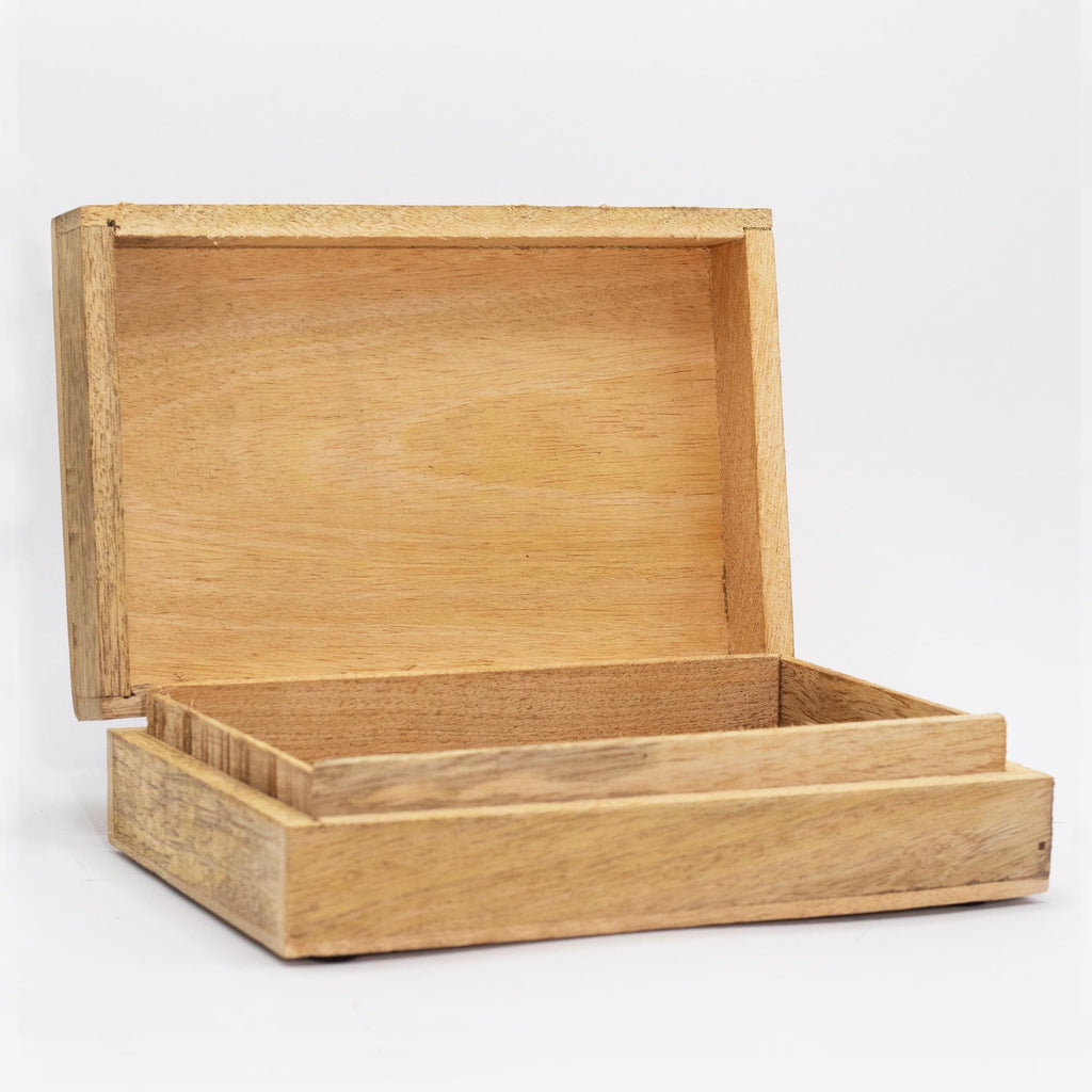 Mango Wood Rectangular Box, Hamsa Whitewash – view 2