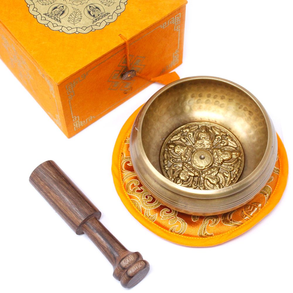 Five Buddha Singing Bowl Set - 13cm Brass – view 5