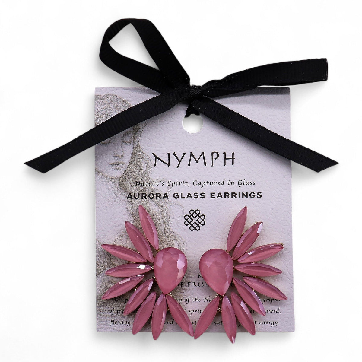 Soft Pink Vintage Glass Angel Wings Earrings – view 2